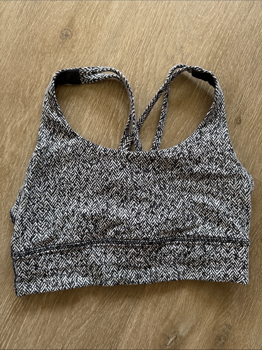 lululemon athletica Black & White Herringbone Strappy Sports Bra